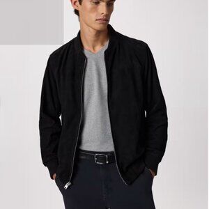Quince 100% Suede Bomber Jacket Black L